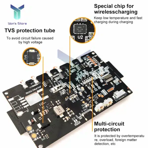 20W Type-C for Qi Wireless Charger Transmitter Module Circuit Board with 3 Coil 12V 24V For DIY Car Outdoor Power Supply - Image 6
