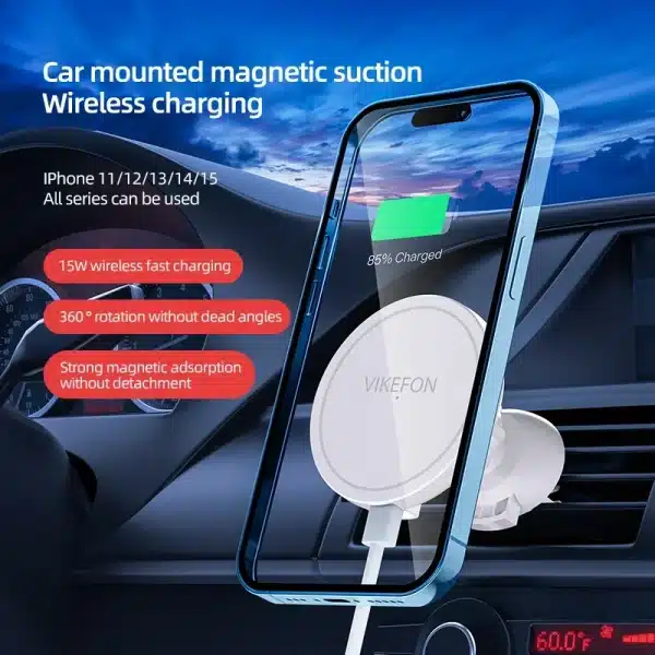 VIKEFON 30W Magnetic Car Wireless Charger For iPhone 12 13 14 15 pro max Air Vent Car Phone Holder Stand Fast Car Charging - Image 4