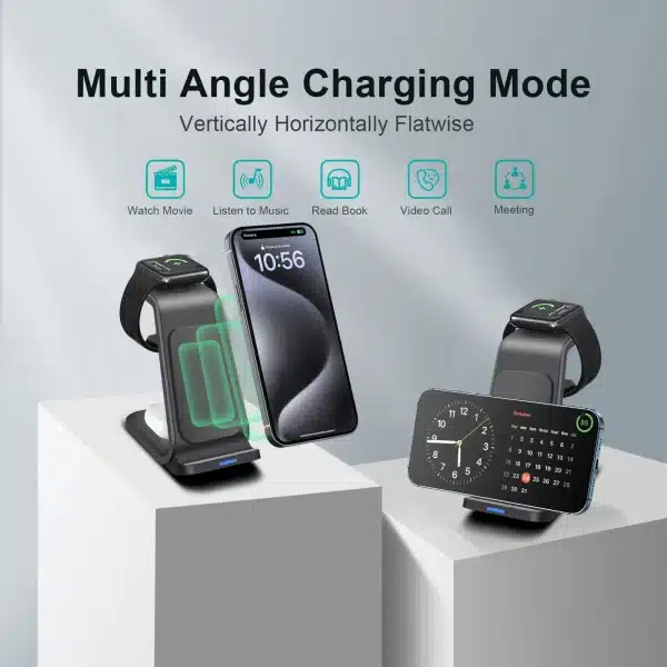 3 in 1 Wireless Charger Station for iPhone 15 14 13 15W Wireless Fast Charging for iWatch 9 8 7 6 5 Airpods Pro 2 3 Charge Dock - Image 2