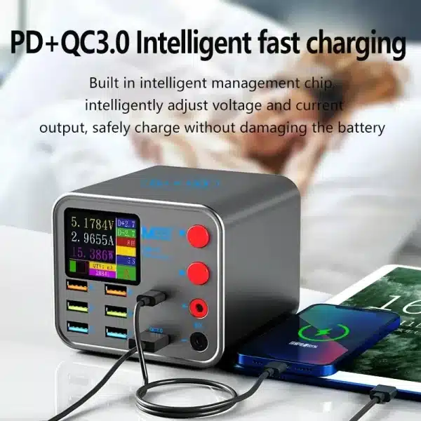 DianBa No. 1 PD 8-Port LCD Multi-Function Fast Charger Wireless Charing Mobile Phone Current Data Line Detection Burn-in Repair - Image 5