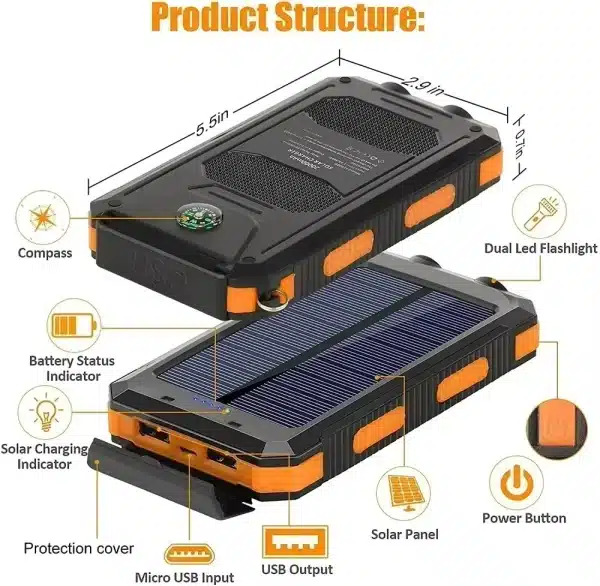 Xiaomi Solar Power Bank 200000mAh Portable Charging Poverbank External Battery Charger Strong Light LDE Light for iphone samsung - Image 6