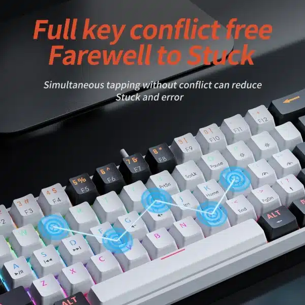 MUCAI MK61 USB Gaming Mechanical Keyboard Red Switch RGB Backlit Hot Swappable 61 Keys Wired Detachable Cable - Image 5