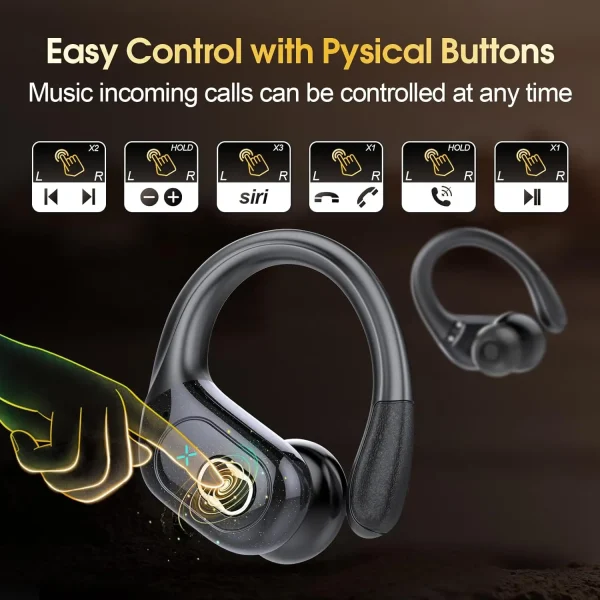 TWS Sports Earbuds Bluetooth 5.4 HIFI Bass Wireless Headphones LED Touch Hands-free Earphone Noise Cancelling Waterproof Headset - Image 5