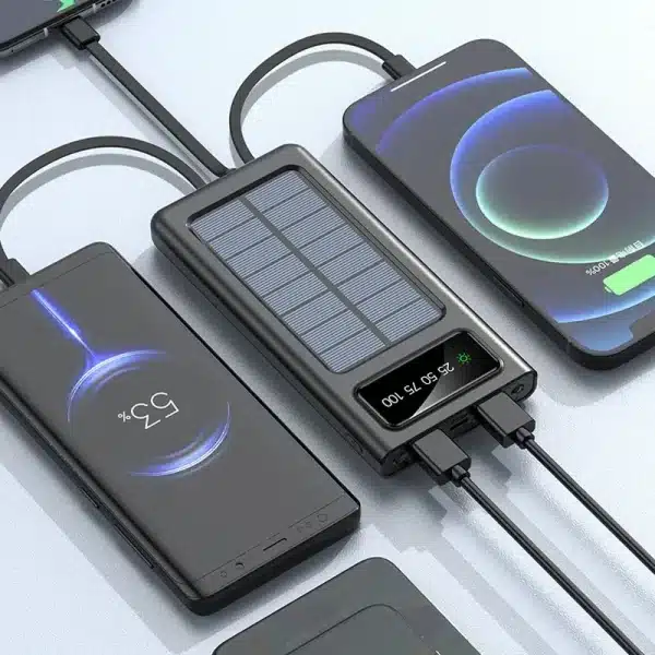 Xiaomi 200000mAh Solar Power Bank Built Cables Solar Charger 2 USB Ports External with LED Light Super Fast Charger Power Bank - Image 5