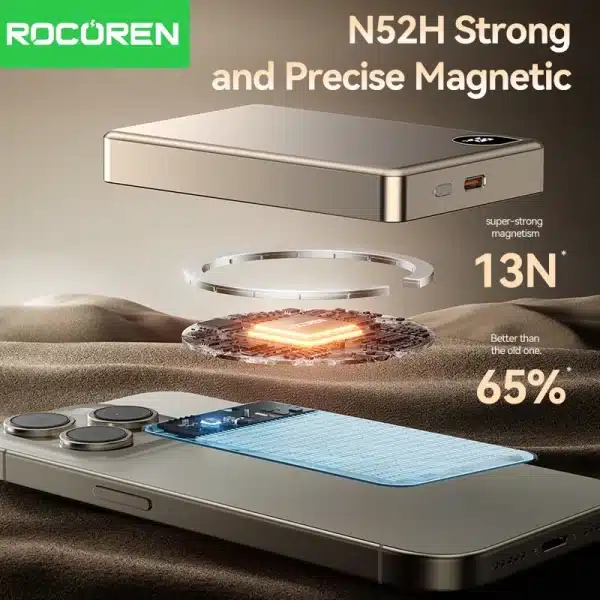 Rocoren 10000mAh Magnetic PowerBank Fast Charging 5000mAh Power Bank Portable Wireless Charger Battery For iPhone 16 15 Pro Max - Image 5