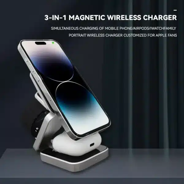 30W 3 In 1 Magnetic Wireless Charger Stand for iPone 14 13 12 Pro Max Airpods Samsung Watch 6 5 iWatch 8 7 Fast Charging Station - Image 3