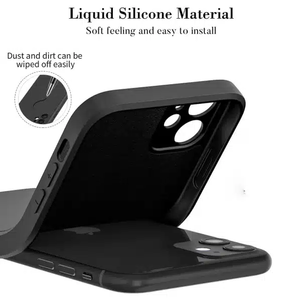 Black Shockproof Silicone TPU Phone Case For Iphone 11 12 13 14 15 Pro Max Mini X Xs XR 6 6S 7 8 Plus Protective Lens Cover Case - Image 2