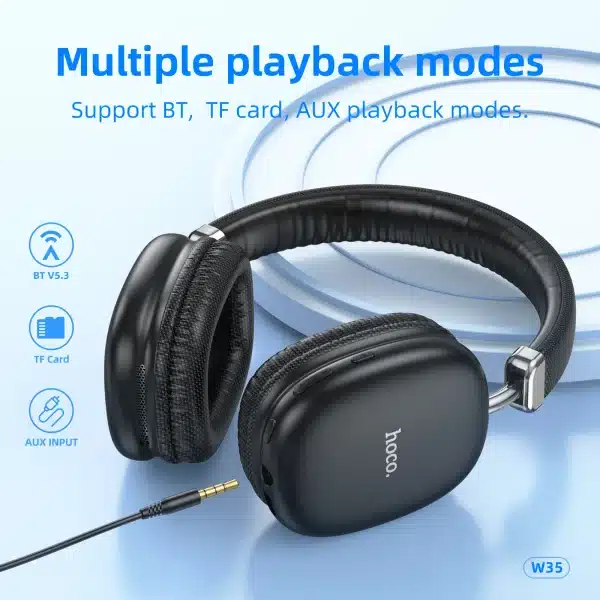 HOCO W35 HiFi Audio Wireless Bluetooth 5.3 40MM Headphone Music Headset Game Sport Handsfree Earbud with MIC Support TF Card AUX - Image 6