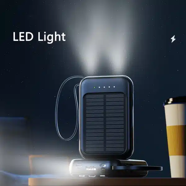 Xiaomi 50000mAh Solar Power Bank Built Cables Solar Charger 2 USB Ports External Charger Powerbank with LED Light - Image 5