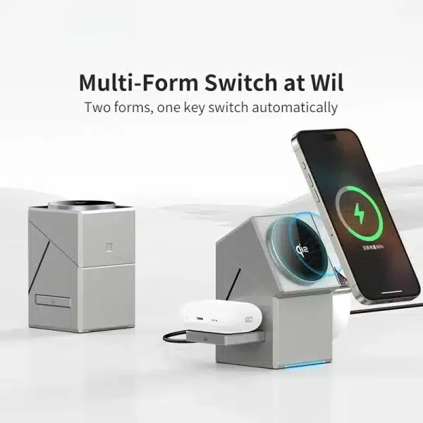 Qi2 3-in-1 Wireless Charger with Auto-Rotating Magic Cube Dock for IPhone 16/15/14 Pro Max, AirPods, and IWatch Fast Charging - Image 4