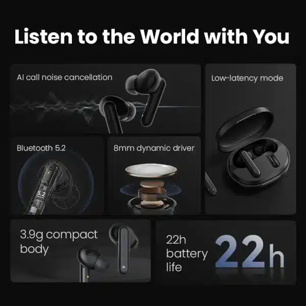 HAYLOU X1 2023 True Wireless Earphone Metallic Case Bluetooth 5.4 Headphones 24-Hour Battery Life Head Phones Half in-ear Earbud - Image 2