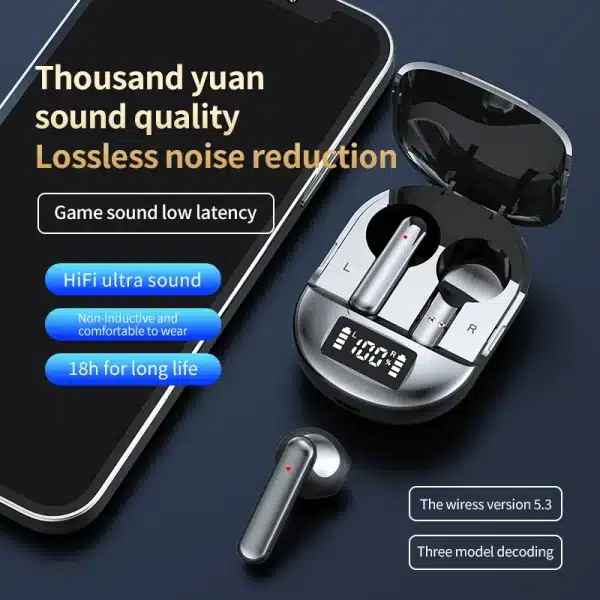 #K40 Earphone Bluetooth 5.3 Digital Display Wireless Headphones Noise Cancelling Earbuds High Fidelity Stereo Sound With Mic - Image 4