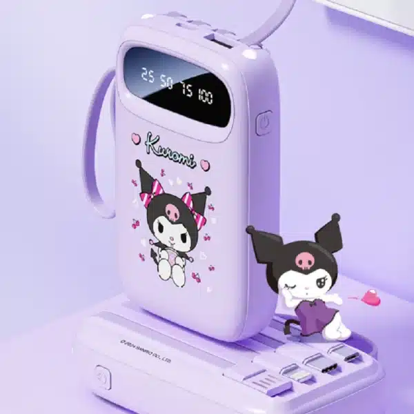 New Sanrio Power Bank 10000mah Fast Charging Large Capacity Built-In Cable Ultra-Thin Portable Can Illuminable Power Bank Gift - Image 2