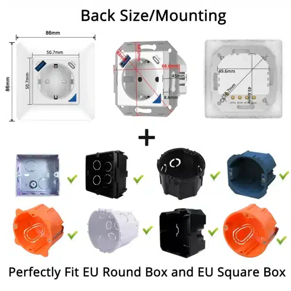 COSWALL WIFI /Zigbee Smart EU Wall Socket / Switch With Type-C & A Dual USB Fast Charger With Power Monitoring Alice DIY Module - Image 3
