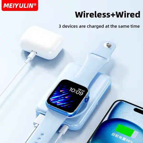 10000mAh Portable Magnetic Wireless Power Bank Stand for Apple Watch USB C Fast Charging External Battery for iPhone 15 Samsung - Image 3