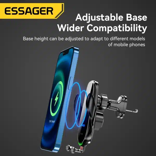 Essager Qi 15W Wireless Charger Car Phone Holder In Car Air Vent Mount For iPhone 14 13 12 X Pro Max Xiaomi Huawei Fast Charging - Image 4