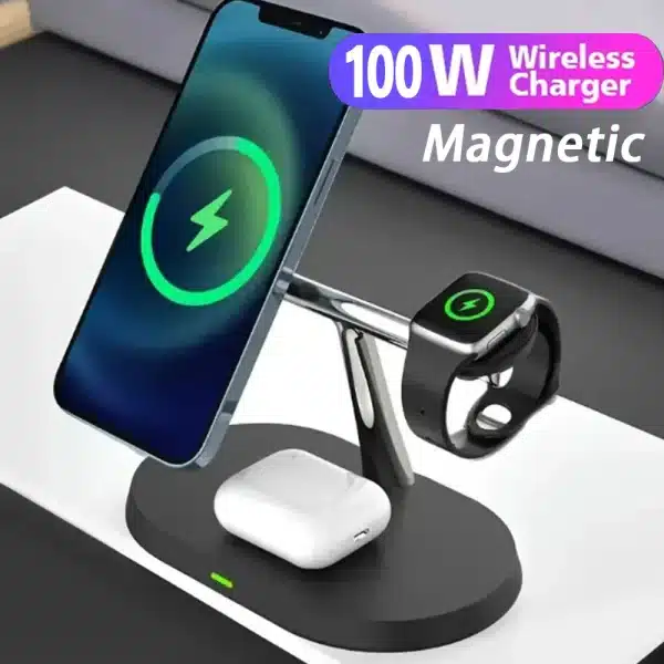 100W 3 In 1 Magnetic Wireless Charger Stand for Macsafe iPhone 15 14 13 12 Pro Max Apple Watch 1-9 AirPods Fast Charging Station - Image 5