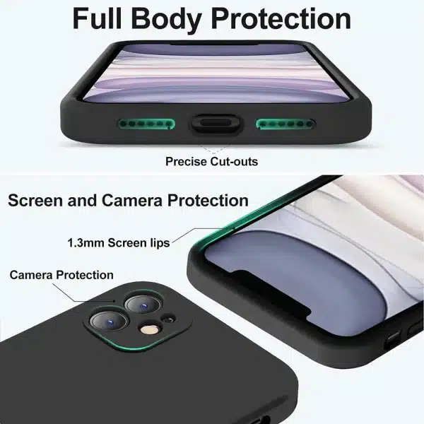 Black Shockproof Silicone TPU Phone Case For Iphone 11 12 13 14 15 Pro Max Mini X Xs XR 6 6S 7 8 Plus Protective Lens Cover Case - Image 3