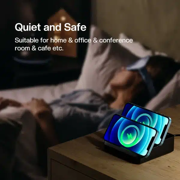 80W USB Charger With Dual Induction Wireless Charger Stand,6 Ports Desktop QC3.0 PD Fast Charge Charger,USB C Charging Station - Image 5