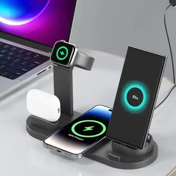 7 In 1 Wireless Charger Stand Pad For iPhone 15 14 13 12 11 X Apple Watch Airpods Desk Phone Chargers Fast Charging Dock Station - Image 4