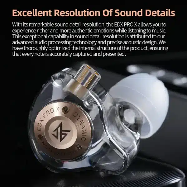 KZ EDX PRO X IEM Earphones Dynamic Drive HiFi Deep Bass Sound Earbud Sport Music Noise Cancelling Headset with Detachable Cable - Image 5