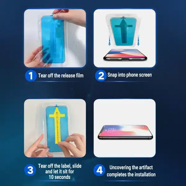 1-3PCS One-click free Installation HD Screen Protector For iPhone 16 15 14 13 12 11 Pro Max X XR XS Max 7 8 Plus Tempered Glass - Image 5
