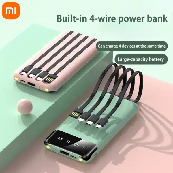 Xiaomi 50000mAh Large Capacity Power Bank 4 in 1 Built in Cables Powerbank LED Intelligent Digital Display for Iphone Samsung - Image 3