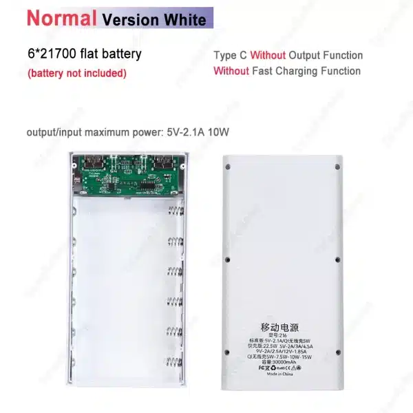 6*21700 Power Bank Case with Dual USB Mobile Phone Charger for Iphone Xiaomi Portable Digital Display - Image 6