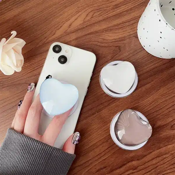 Korean Y2K Pink Glass Love Heart Magnetic Holder Phone Grip Tok Detachable Bracket for Magsafe Universal Smart Tok For iPhone - Image 3