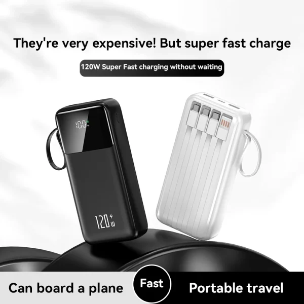 Xiaomi Hot 200000mAh 120W Power Bank Super Fast Charging Powerbank Portable Mobile Power With 4 Wire for iPhone Samsung HUAWEI - Image 5