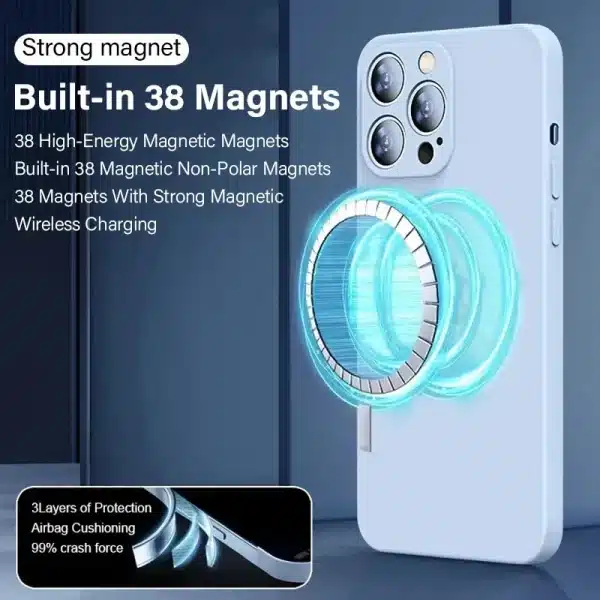 Liquid Silicone Case For Magsafe For iPhone 16 15 13 12 14 Pro Max Plus Mini Shockproof Magnetic Cover Wirless Charger Aceessory - Image 2