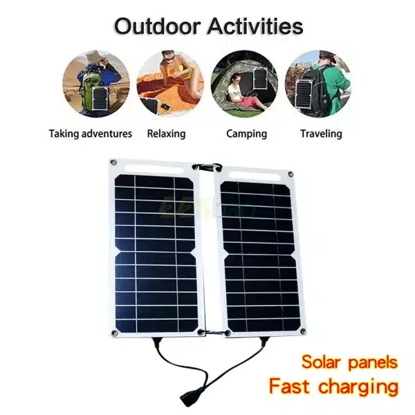 USB Fast Charging Solar Panel Waterproof Outdoor Hiking Camping Portable Battery Mobile Phone Power Bank Charging Board - Image 5