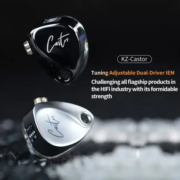 KZ Castor in Ear HiFi Earphone 2DD Dynamic High-end Tunable Earphones Monitor Headphone Cancelling Earbuds Bass Headsets PR2 ZAR - Image 4