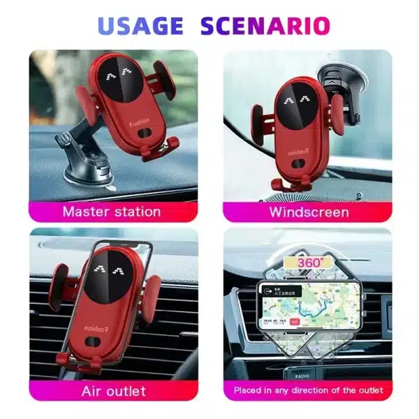 S11 Fashion Qi Fast Wireless Charger Car Phone Holder Smart Infrared Sensor Air Vent Mount Automatic Clamping Mobile Phone Stand - Image 6