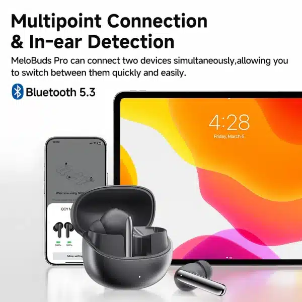 QCY MeloBuds Pro 46dB ANC Wireless Earphones Hi-Res LDAC Bluetooth 5.3 Earbuds 6 Mic Multipoint Connection in-Ear Detection - Image 6