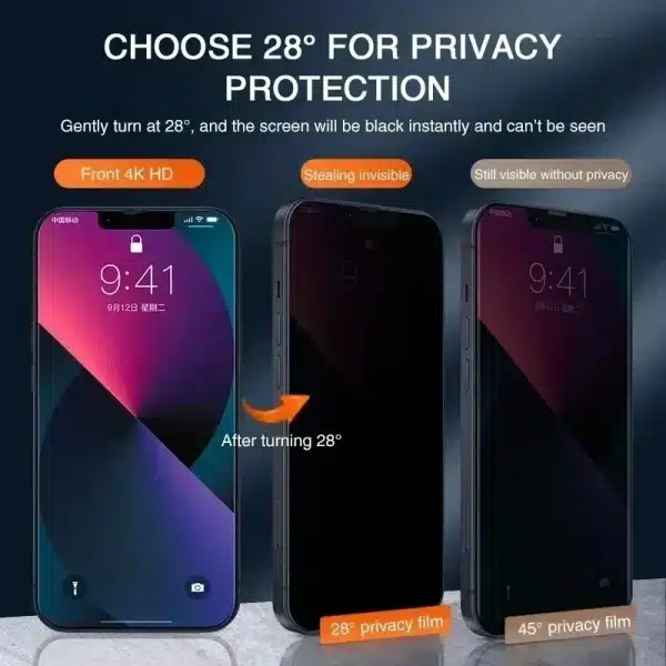 3Pcs Privacy Screen Protector For iPhone 16 15 13 12 11 16 Pro Max Mini 8 7 Plus Anti-spy Protective Glass For iPhone XXR XS Max - Image 3