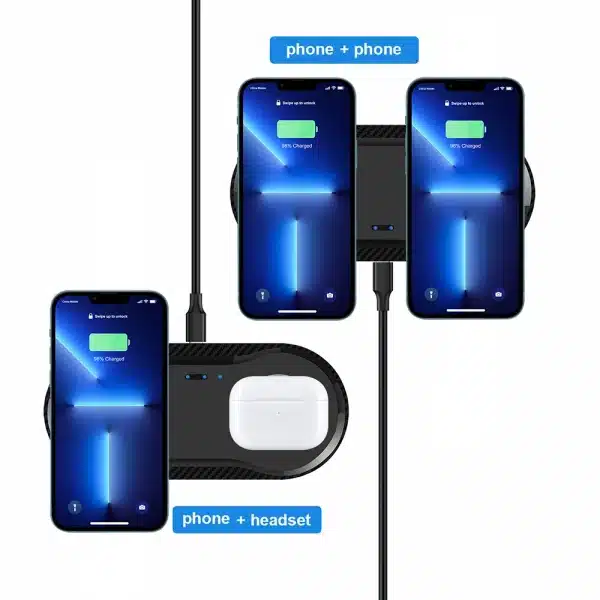 Double 2 in 1 Fast Wireless Charger Pad 40W Dual Charging Station for iPhone 14 13 12 11 XS XR X 8 AirPods 3 Pro Samsung S22 S21 - Image 2