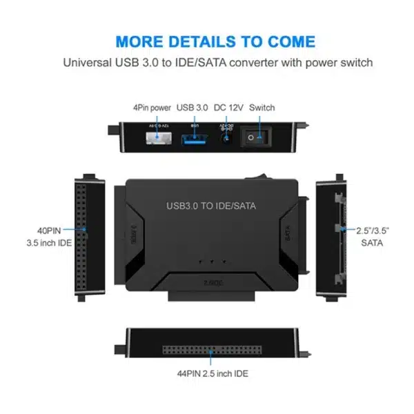 USB 3.0 to SATA IDE Hard Disk Adapter Converter Cable for 3.5 2.5 inch HDD/SSD CD DVD ROM CD-RW 3 in 1 IDE SATA Adapter - Image 3