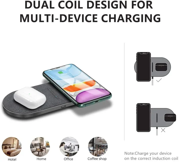 2 In 1 Dual Wireless Charger 40W For iPhone 15 14 13 12 11 XS XR X 8 Airpods 3 Pro Samsung S23 S22 S21 Double Fast Charging Pad - Image 3