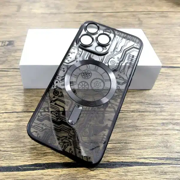 Mechanical Drawing Transparent Plating Case For iPhone 16 15 14 13 12 11 Pro Max Plus 16Pro For Magsafe Mag Safe Charger Cover - Image 6