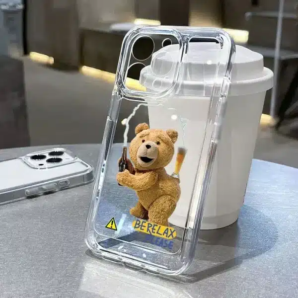 Teddy Bear Couple Cartoon Phone Case For iPhone 15 14 13 12 11 Pro Max XS XR X 7 8 Plus Soft Clear Shockproof Bumper Back Cover - Image 6