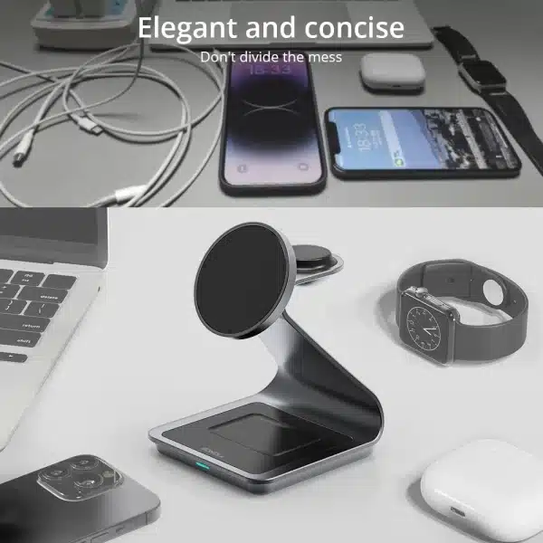 Bonola Magnetic 3 in 1 Wireless Charger for iPhone 15/13/14 Pro Max/12 30W Wireless Charging Station for Apple Watch/AirPods Pro - Image 5