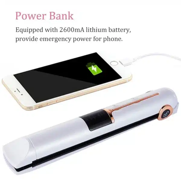 Portable Wireless Hair Straightener With Power Bank Function Rechargeable Hair Straightening Curling Flat Iron For Home Travel - Image 3