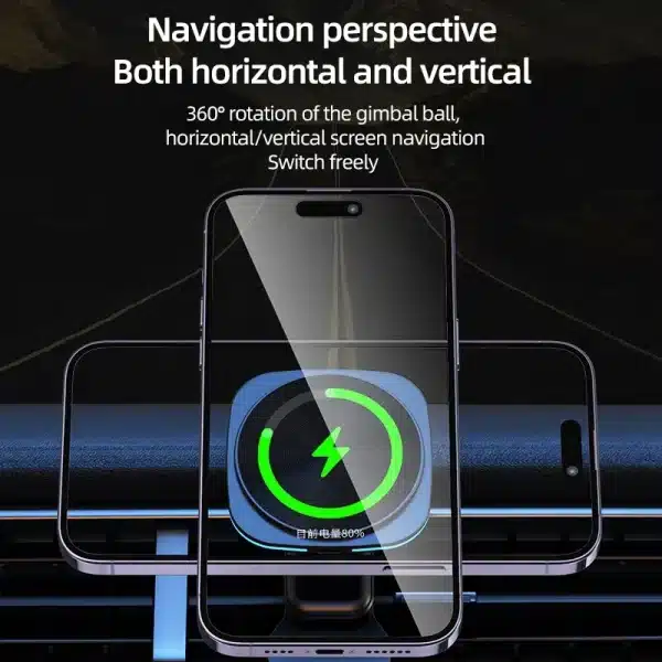RGB Magnetic Car Phone Holder Stand 30W Wireless Charger Car Mount For iPhone 14 13 12 Pro Max Car Fast Charging Station Macsafe - Image 4