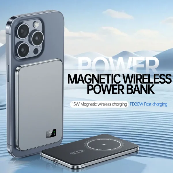 3 in 1 Power Bank For MagSafe,Thin Magnetic Wireless Powerbank 20W Portable External Battery For Apple Watch iPhone 16 15 14 13 - Image 6