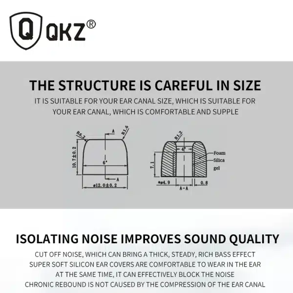 QKZ KZ Headset Ear Pads 3Pair(6PCS) Noise Isolating Memory Cotton In Ear Earbuds Earphone Original Sound Insulation Headphones - Image 5