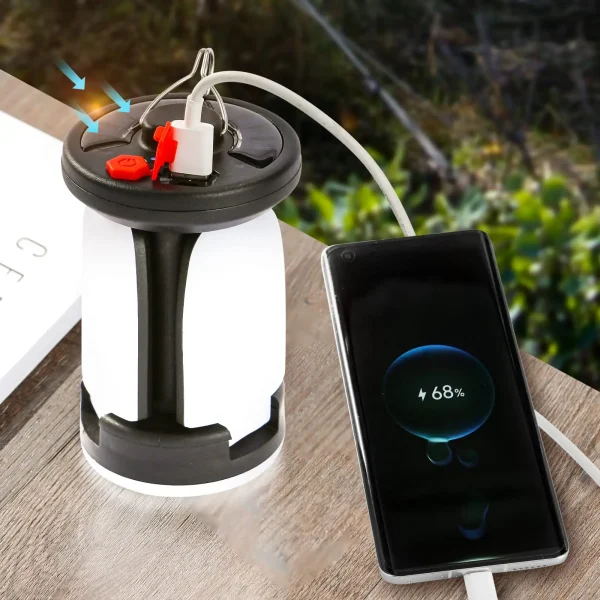 High Power Solar LED Camping Lantern Rechargeable 4500mAh 1000LM Emergency Power Bank Foldable 6 Light Modes for Camping Fishing - Image 2
