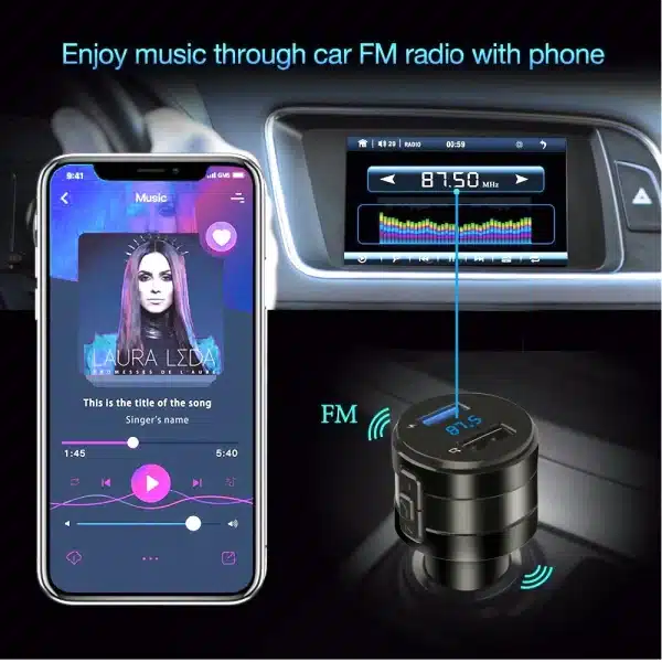 Car Bluetooth 5.0 FM Transmitter Fast Charger Wireless Handsfree Audio Receiver Auto MP3 Player 3.1A Dual USB Car Accessories - Image 3