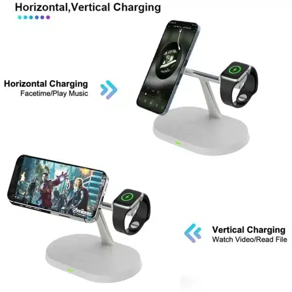 Magnetic Wireless Charger Stand for iPhone 15 14 13 12 Pro Max Apple Watch 9 8 7 Airpods Pro 3 In 1 Fast Phone Charging Sation - Image 3