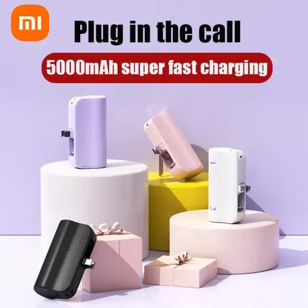 Xiaomi Mini 5000mAh Power Bank Built Cable Portable Mobile Phone Charger External Battery Capsule Powerbank For Type-C iPhone - Image 2